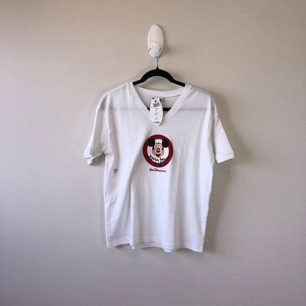 Vintage Disney Mickey Mouse Club T-Shirt White Women’s 100% Cotton M/L NWT’s